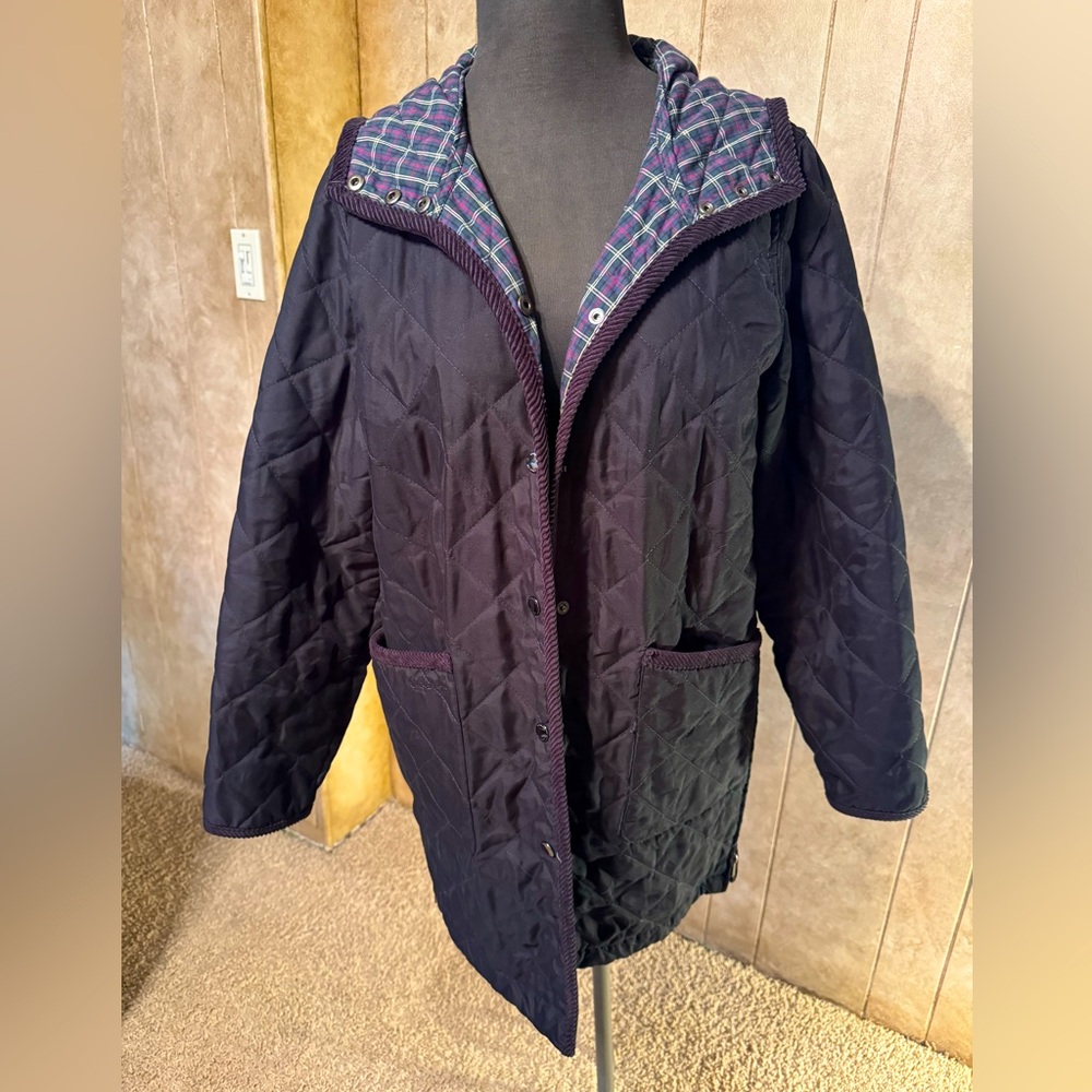 Vintage Ralph Lauren Jeans Co Women’s Black Quilted Hooded Riding Jacket, P/S